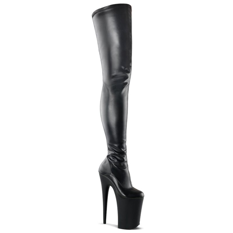 Pleaser Infinity-4000 Vegan Leather Overknee Stiefel Damen Schwarz | BCDRLAPOX