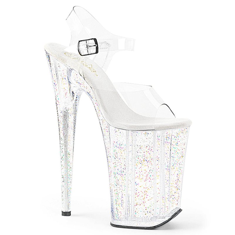 Pleaser Infinity-908MG Plateau High Heels Damen Clear | QCFYJGCFE