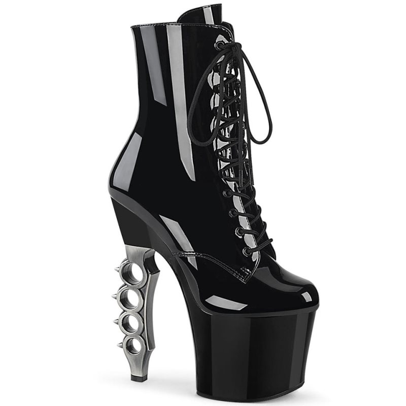 Pleaser Irongrip-1020 Stiefel Damen Schwarz Silber | LVGECBVNO