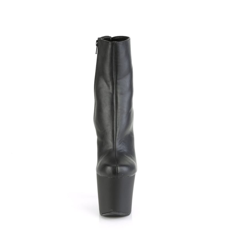 Pleaser Irongrip-1042 Vegan Leather Stiefel Damen Schwarz Silber | KLHDTISXR