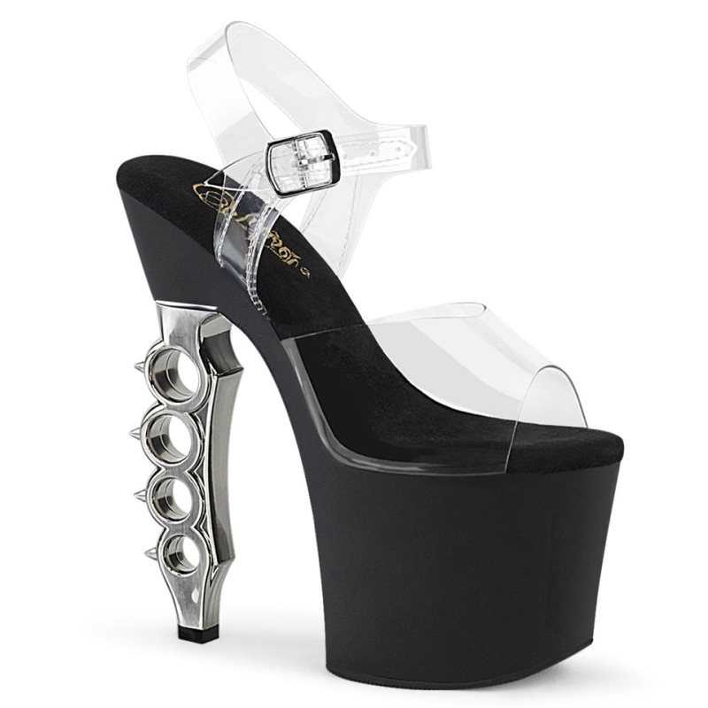 Pleaser Irongrip-708 Plateau High Heels Damen Silber | AUFNMNBQY