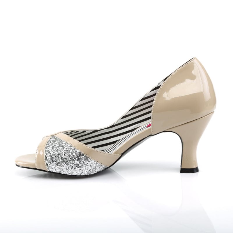 Pleaser Jenna-03 Pumps Damen Beige Silber | FWCGGBXWC