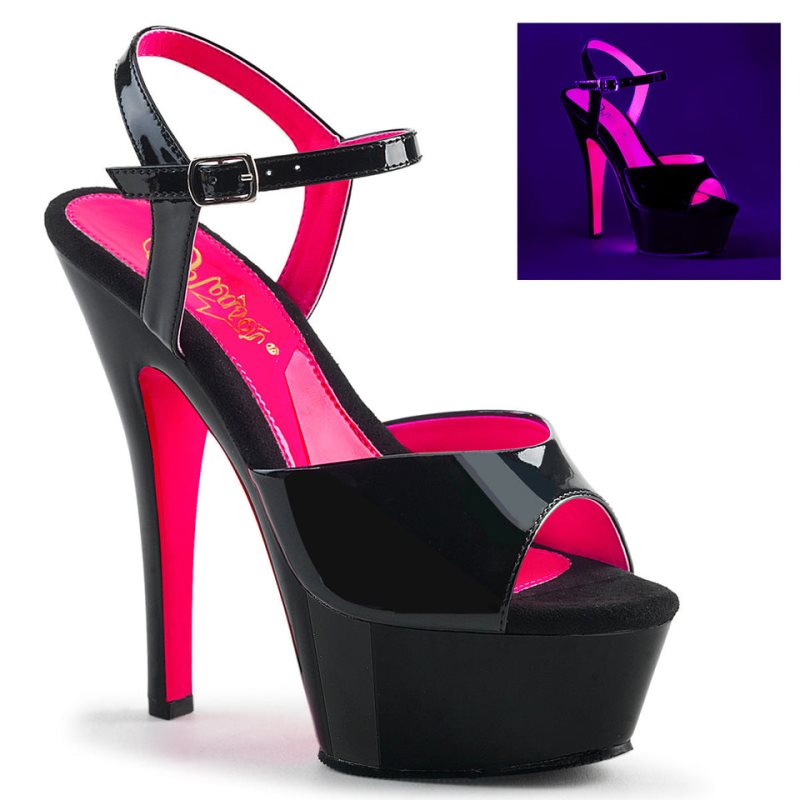 Pleaser Kiss-209TT Plateau High Heels Damen Schwarz Rosa | ZYDBXHIRK