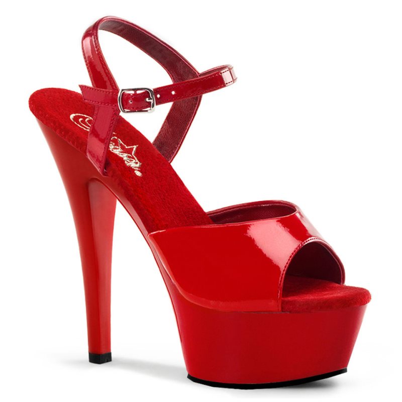 Pleaser Kiss-209 Plateau High Heels Damen Rot | EMCXJLPWH