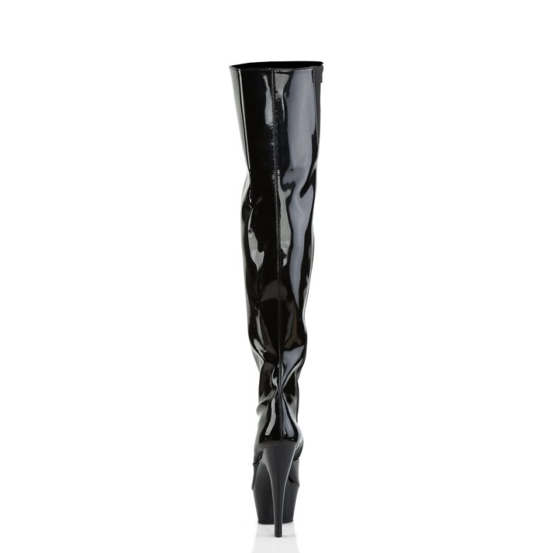 Pleaser Kiss-3010 Overknee Stiefel Damen Schwarz | PVECDRQWN