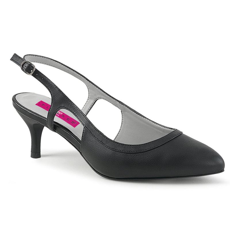 Pleaser Kitten-02 Vegan Leather Pumps Damen Schwarz | QUTVJDPWB