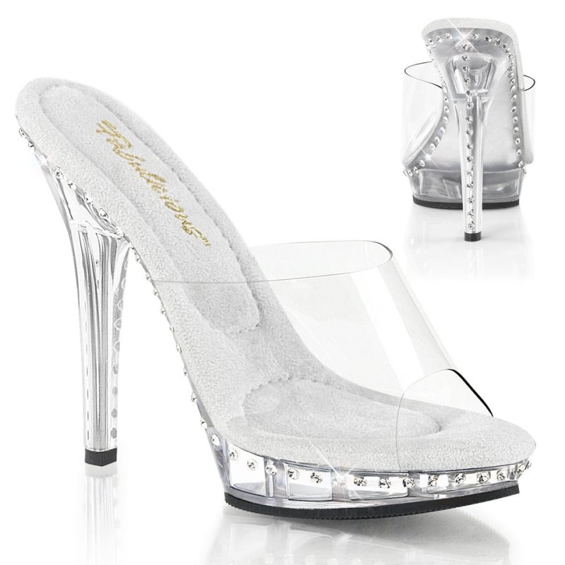 Pleaser Lip-101LS Plateau High Heels Damen Clear | EVWQRTHLS