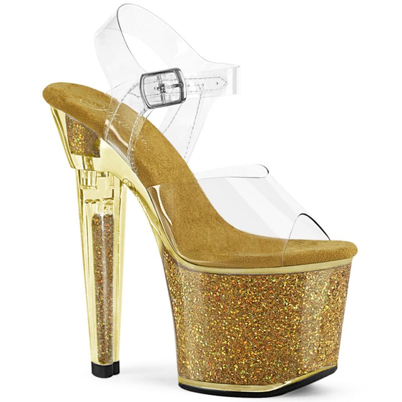 Pleaser Lovesick-708SG Plateau High Heels Damen Gold | JIOGZWROM