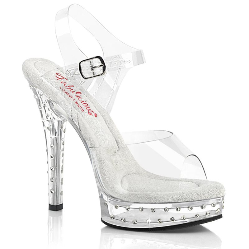 Pleaser Majesty-508SDT Plateau High Heels Damen Clear | IPAWGOWLZ