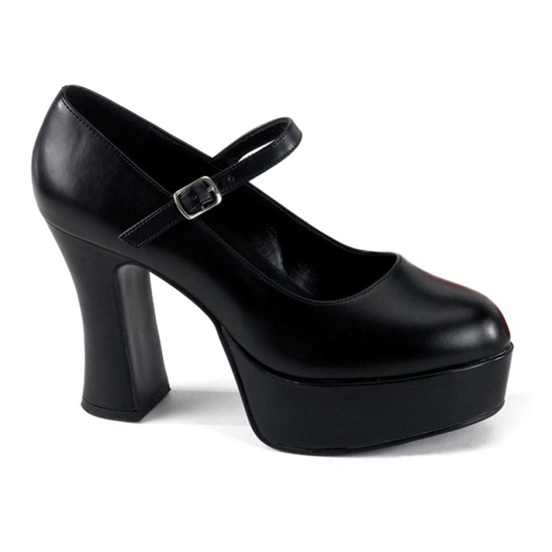 Pleaser Maryjane-50 Vegan Leather Pumps Damen Schwarz | DXFKCEXTW