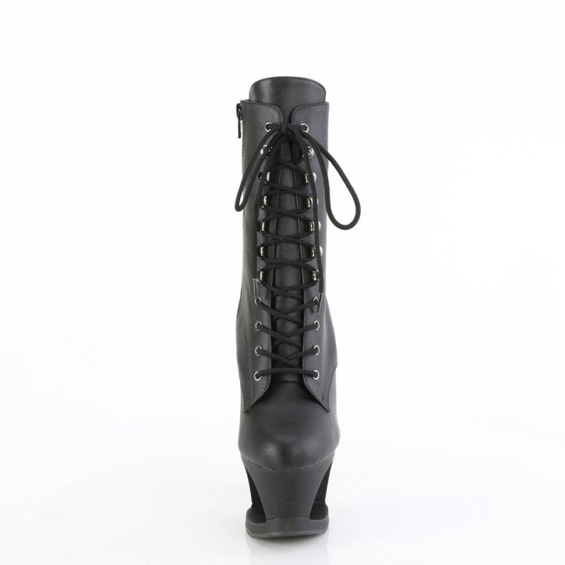 Pleaser Moon-1020SK Vegan Leather Stiefel Damen Schwarz | ZEXYSRKJP