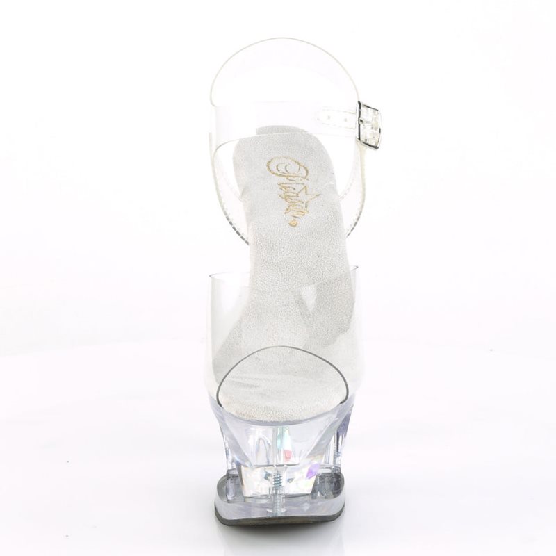 Pleaser Moon-708DIA Plateau High Heels Damen Clear | IQRCZGKQT