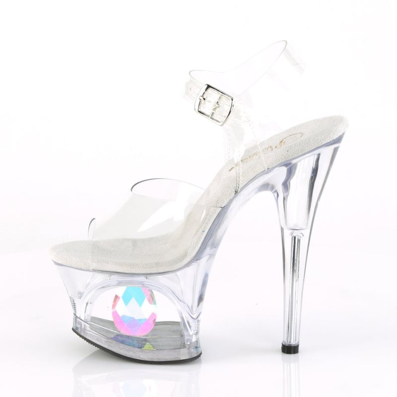 Pleaser Moon-708DIA Plateau High Heels Damen Clear | IQRCZGKQT