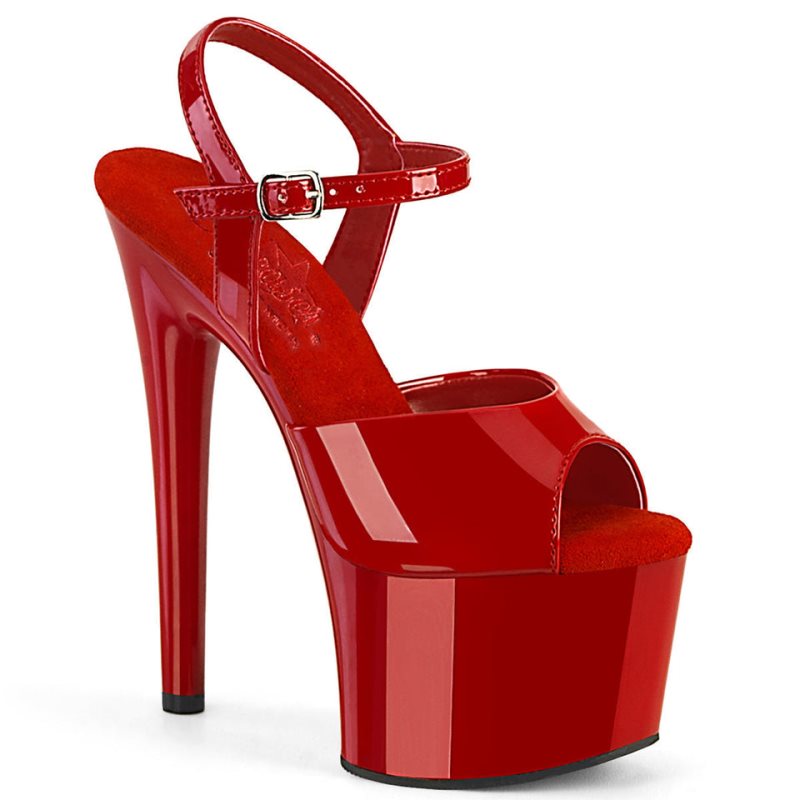 Pleaser Passion-709 Plateau High Heels Damen Rot | QTKDKJCWI