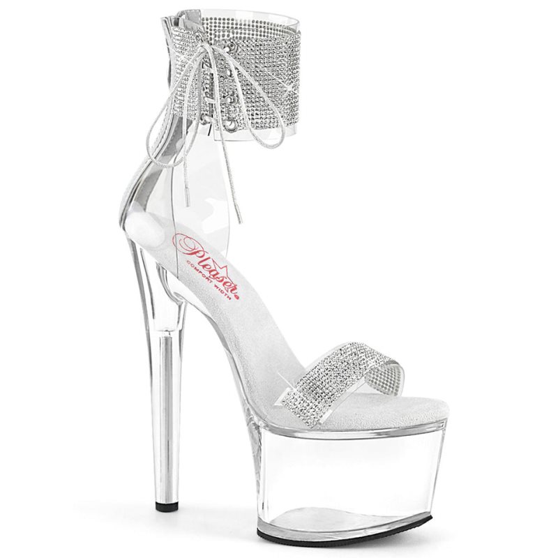 Pleaser Passion-727RS Plateau High Heels Damen Silber | YEMXDUTWJ