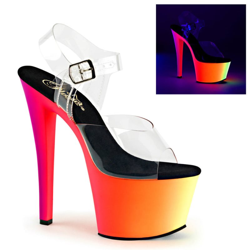 Pleaser Rainbow-308UV Plateau High Heels Damen Mehrfarbig | GAQUCBWHJ