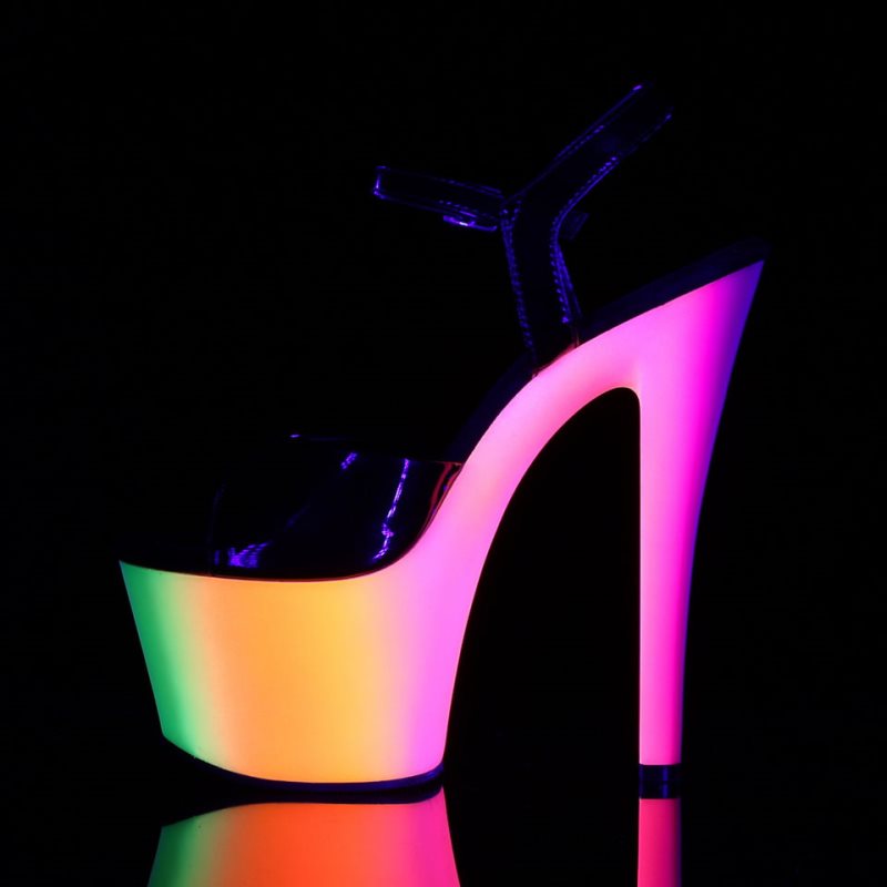 Pleaser Rainbow-309UV Plateau High Heels Damen Schwarz Mehrfarbig | JCXGCBXGQ