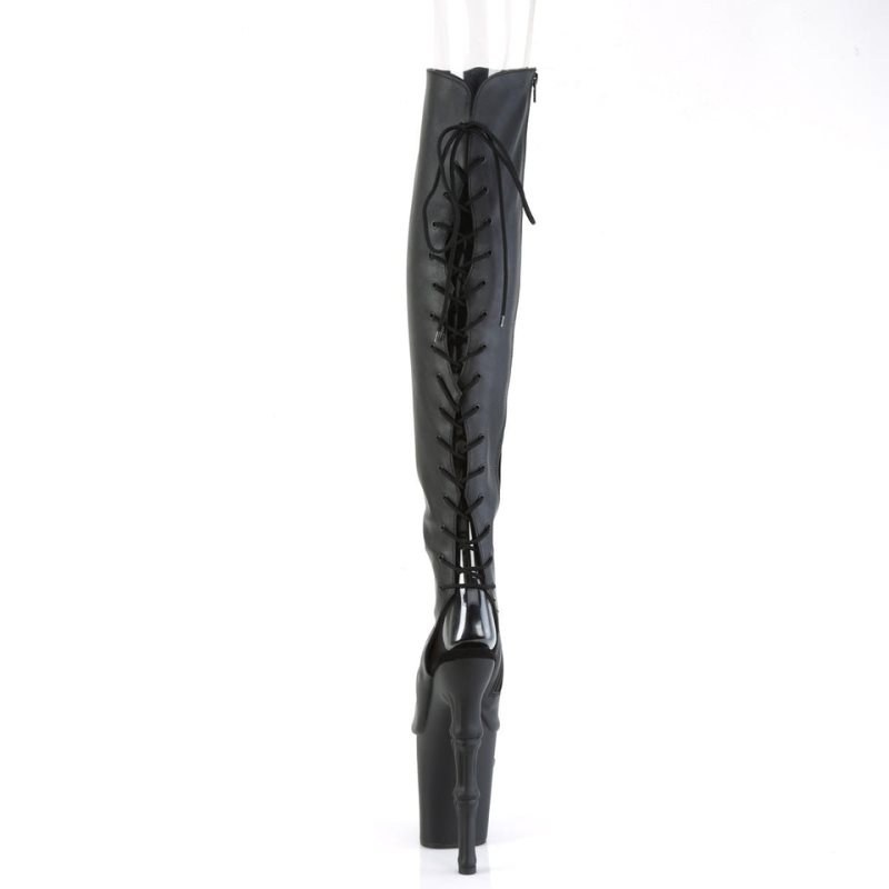 Pleaser Rapture-3019 Vegan Leather Overknee Stiefel Damen Schwarz | FAPQJGEKY