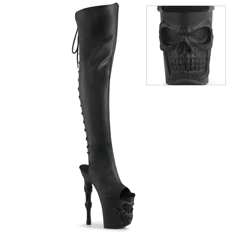 Pleaser Rapture-3019 Vegan Leather Overknee Stiefel Damen Schwarz | FAPQJGEKY