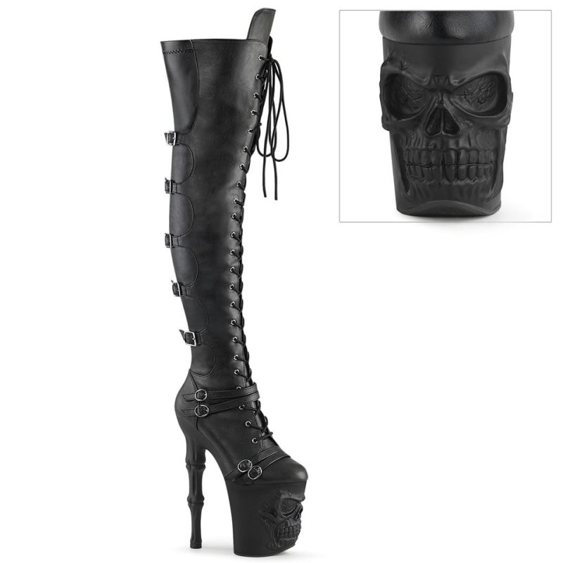 Pleaser Rapture-3045 Vegan Leather Overknee Stiefel Damen Schwarz | KFTLJGSPN