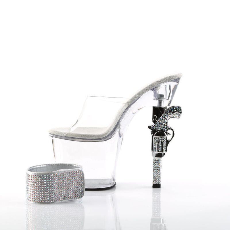 Pleaser Revolver-712 Plateau High Heels Damen Clear | WQOAWYJAP