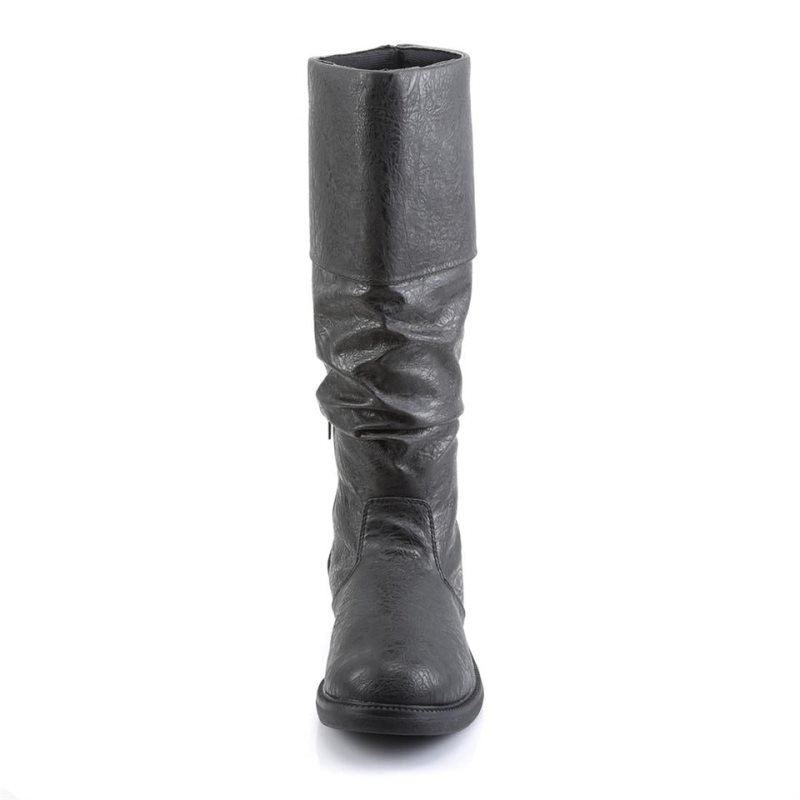 Pleaser Robinhood-100 Vegan Leather Kniehohe Stiefel Damen Schwarz | JHTFCQEUX