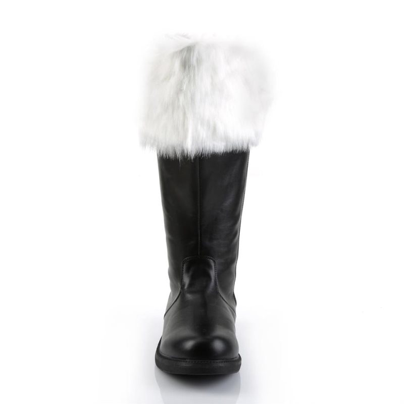 Pleaser Santa-106WC Vegan Leather Kniehohe Stiefel Damen Schwarz Weiß | VRZBVGQDH