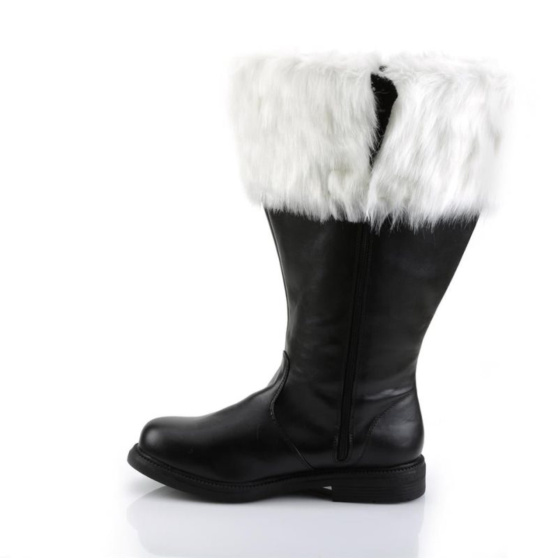 Pleaser Santa-106WC Vegan Leather Kniehohe Stiefel Damen Schwarz Weiß | VRZBVGQDH