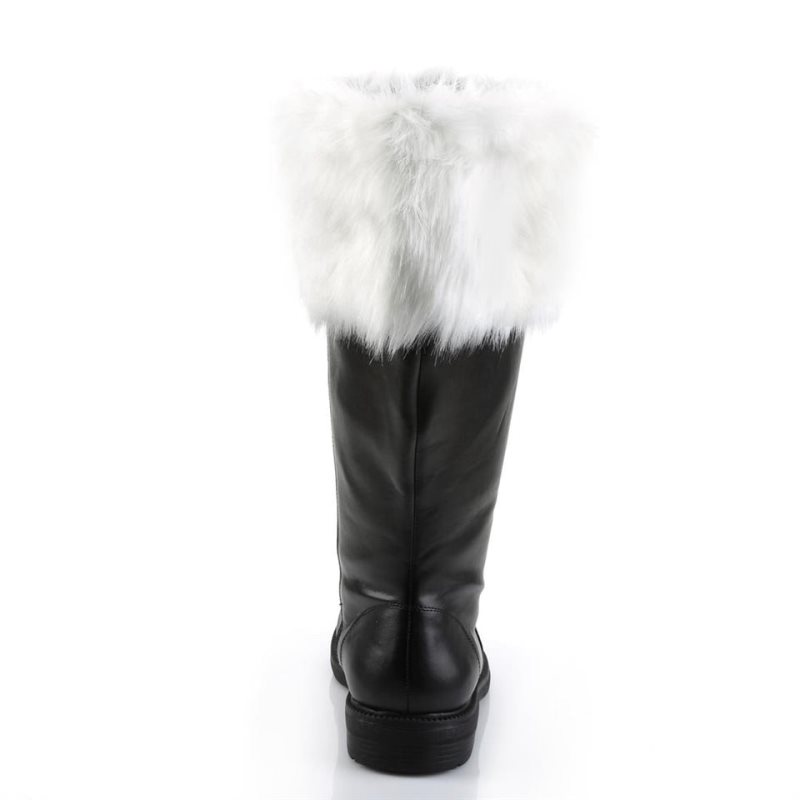 Pleaser Santa-106WC Vegan Leather Kniehohe Stiefel Damen Schwarz Weiß | VRZBVGQDH