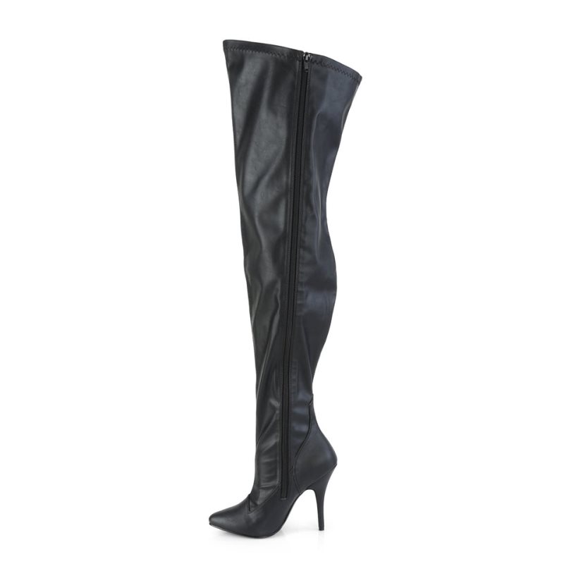 Pleaser Seduce-3000WC Vegan Leather Overknee Stiefel Damen Schwarz | HOJKNCTZD