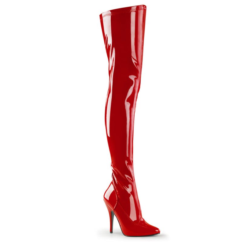 Pleaser Seduce-3000 Overknee Stiefel Damen Rot | INKGSKLEH