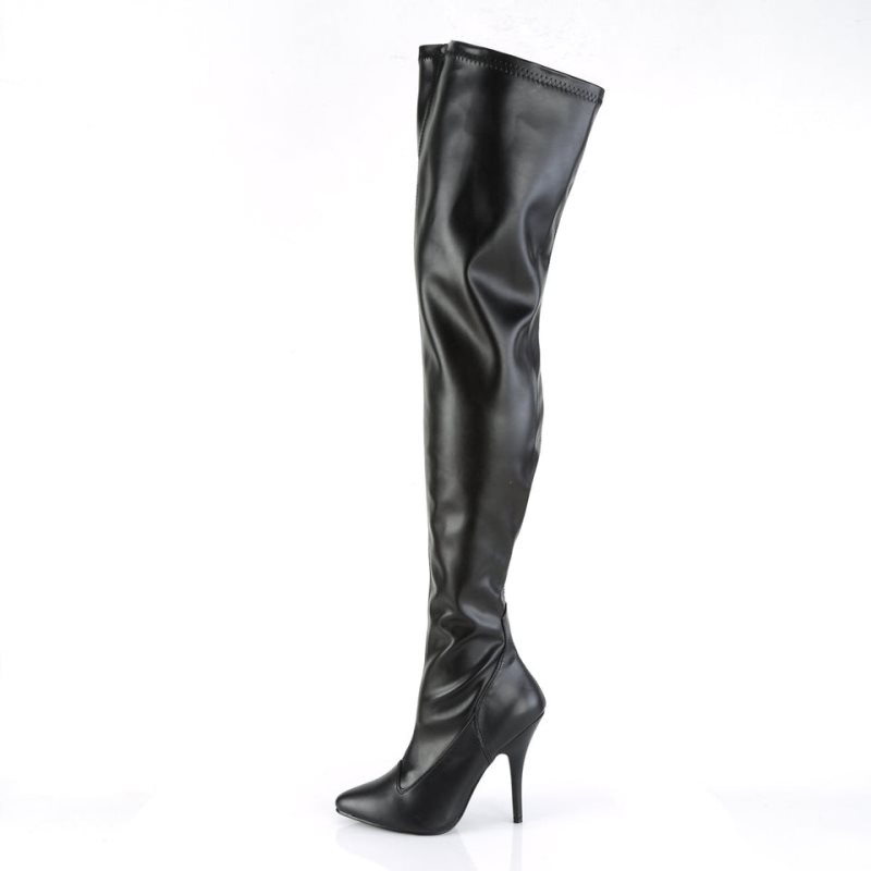 Pleaser Seduce-3000 Vegan Leather Overknee Stiefel Damen Schwarz | ZIMEHRYNK