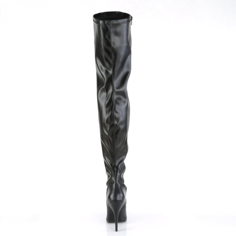 Pleaser Seduce-3000 Vegan Leather Overknee Stiefel Damen Schwarz | ZIMEHRYNK