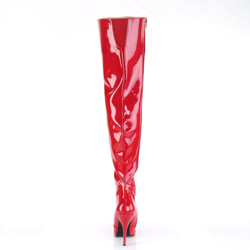 Pleaser Seduce-3010 Overknee Stiefel Damen Rot | ZQTXZNPBV