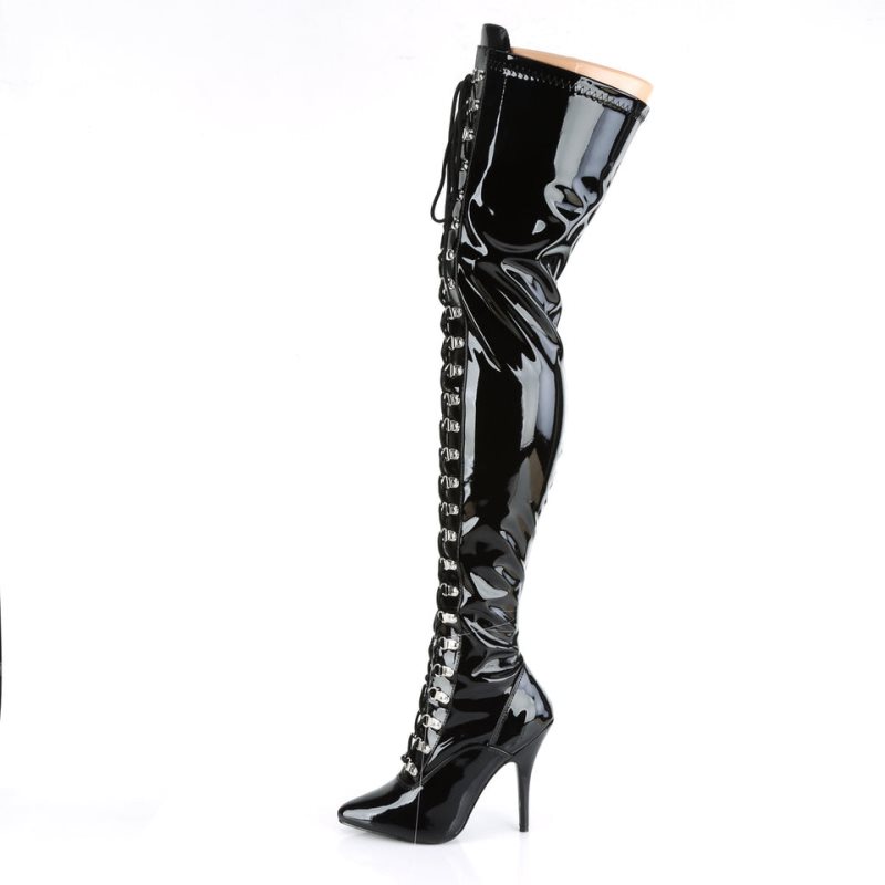 Pleaser Seduce-3024 Overknee Stiefel Damen Schwarz | JDYOWACUQ