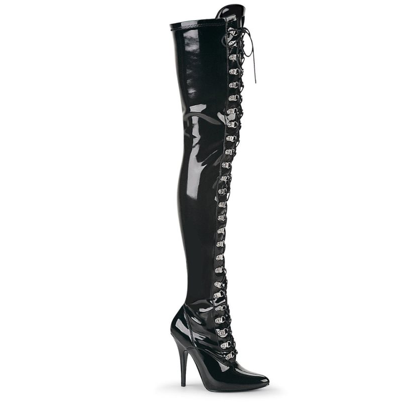 Pleaser Seduce-3024 Overknee Stiefel Damen Schwarz | JDYOWACUQ