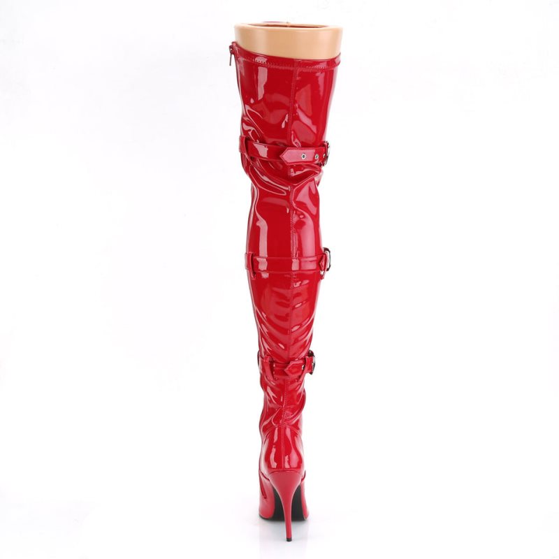 Pleaser Seduce-3028 Overknee Stiefel Damen Rot | CTDAOVXYP