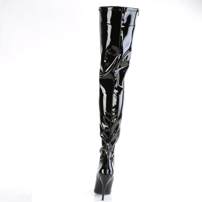 Pleaser Seduce-4000 Overknee Stiefel Damen Schwarz | XVQKNPCLW