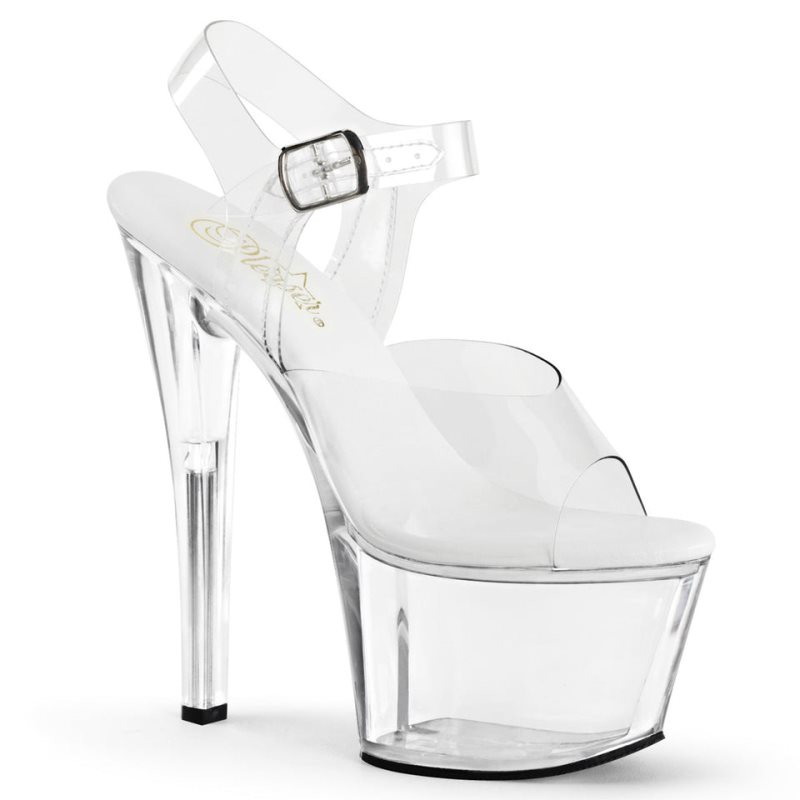 Pleaser Sky-308VL Plateau High Heels Damen Clear | ECFGRJVSB