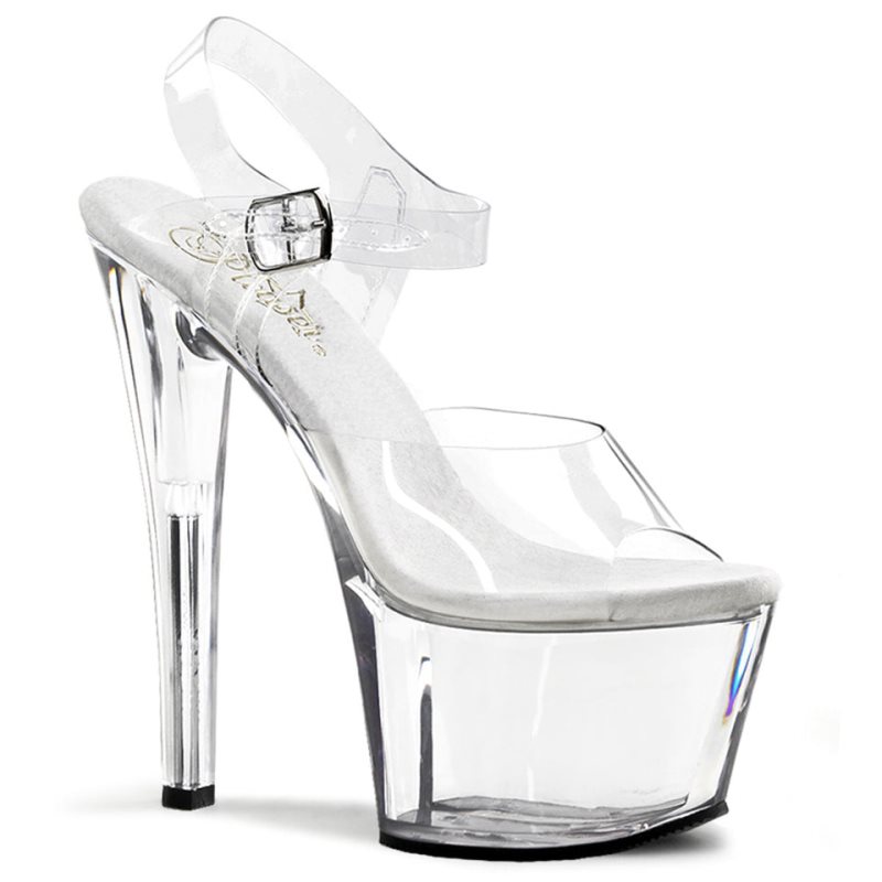 Pleaser Sky-308 Plateau High Heels Damen Clear | JKGXIQFLX