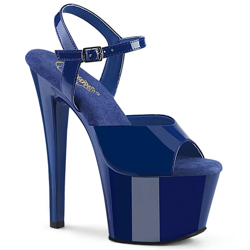 Pleaser Sky-309 Plateau High Heels Damen Königsblau Blau | PSAJCTHWP