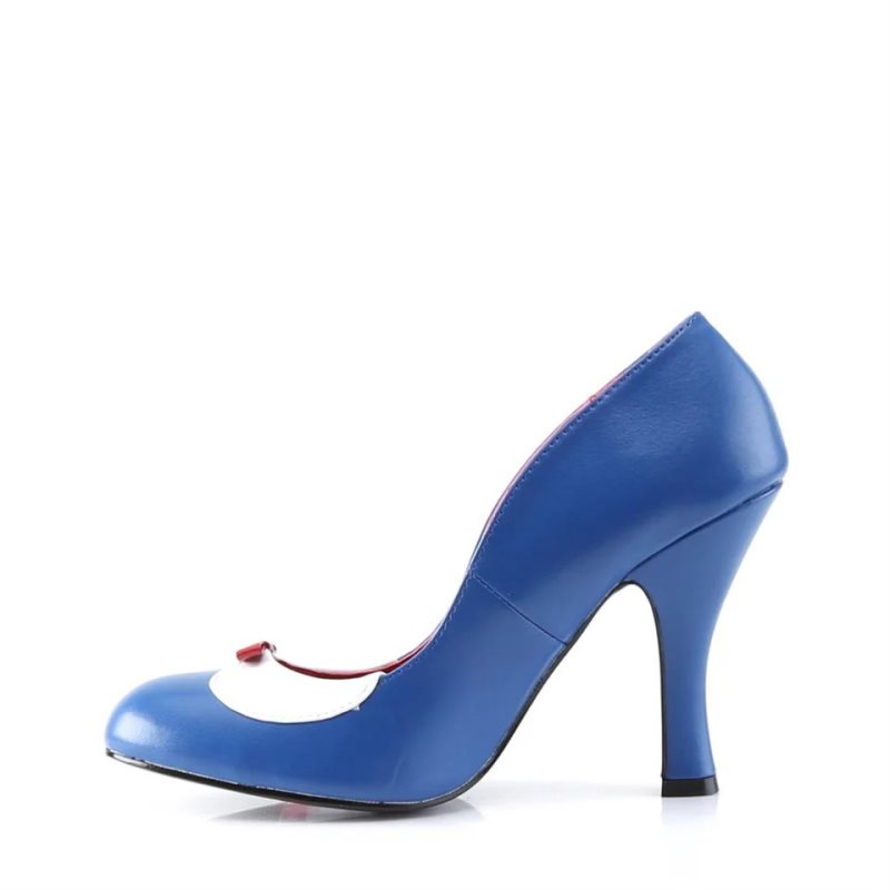 Pleaser Smitten-05 Vegan Leather Pumps Damen Blau Weiß | YUFKDXORK