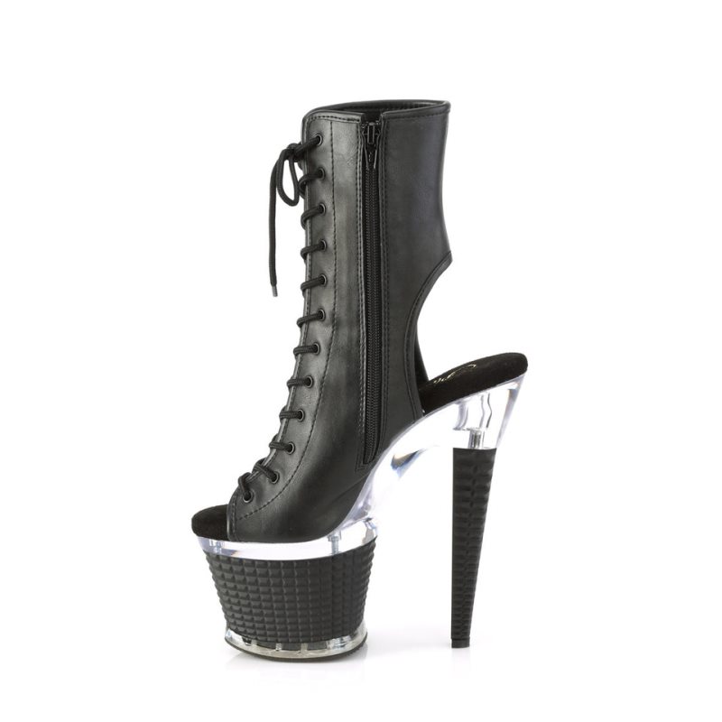 Pleaser Spectator-1016 Vegan Leather Stiefel Damen Schwarz | UQZWCSDUR