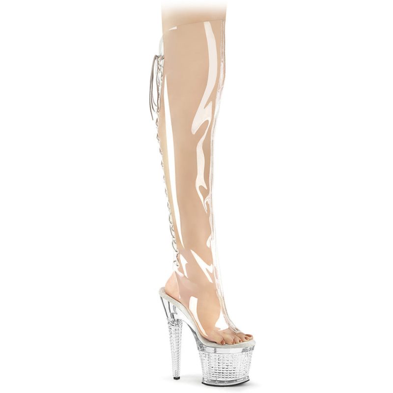 Pleaser Spectator-3019C Overknee Stiefel Damen Clear | ATRYYZJRG