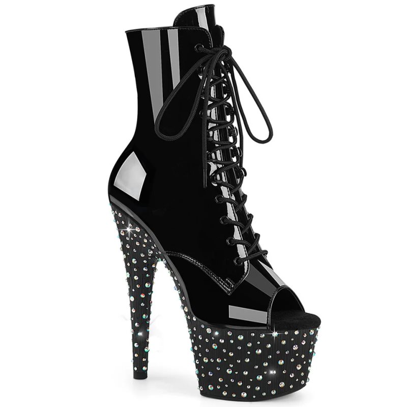 Pleaser Stardance-1021 Rhinestones Stiefel Damen Schwarz Mehrfarbig | ZPBRFKRSW