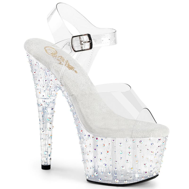 Pleaser Stardance-708 Rhinestones Plateau High Heels Damen Mehrfarbig | KMYDVCSFI