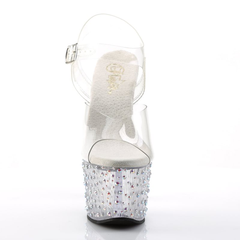 Pleaser Stardance-708 Rhinestones Plateau High Heels Damen Mehrfarbig | LKSRYSXIQ