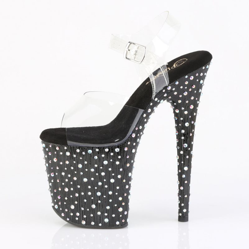 Pleaser Stardance-808 Rhinestones Plateau High Heels Damen Mehrfarbig | KRJITFUSH