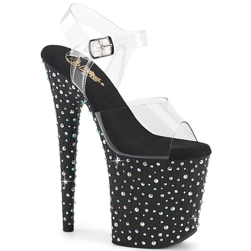 Pleaser Stardance-808 Rhinestones Plateau High Heels Damen Mehrfarbig | KRJITFUSH