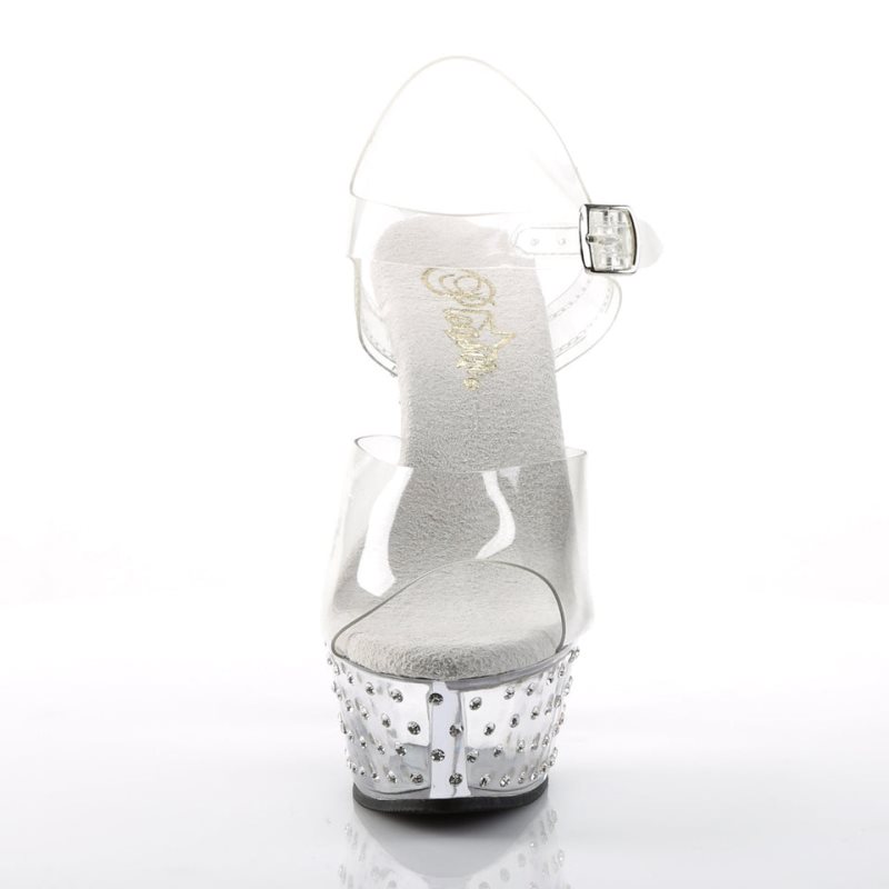 Pleaser Stardust-608 Plateau High Heels Damen Clear | TDBSSQJPA